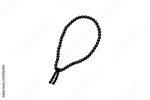 Elegant Black Prayer Beads Rosary Silhouette on White Background for Religious or Spiritual Designs silhouette