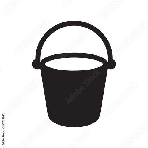 Bucket Silhouette Icon – Minimal Black Vector Illustration

