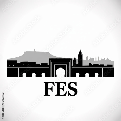 Fes Skyline Silhouette — Historic Moroccan City Vector Illustration
