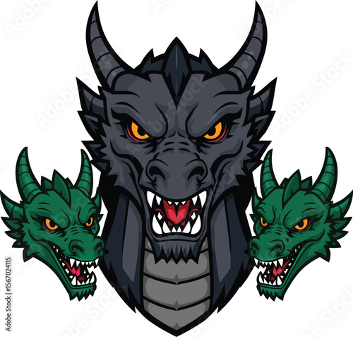 A striking wolf head mascot vector illustration captures the essence of a wild, angry animal with predator teeth, ideal for tattoo or cartoon designs