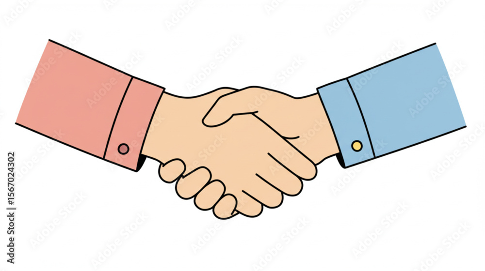 A handshake graphic representing partnership, agreement, or cooperation, suitable for a variety of business and corporate themes or website elements.