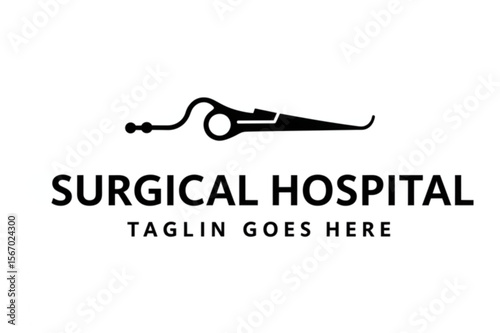 Minimalist medical logo featuring surgical instrument, ideal for hospital branding, healthcare organizations, and clinics seeking a modern, professional design.