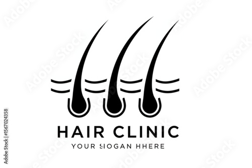 Minimalist medical graphic showcasing healthy hair follicles, ideal for branding a hair clinic or cosmetic service promoting hair growth.