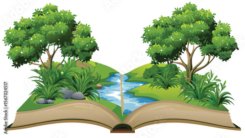 open book with green tree vector