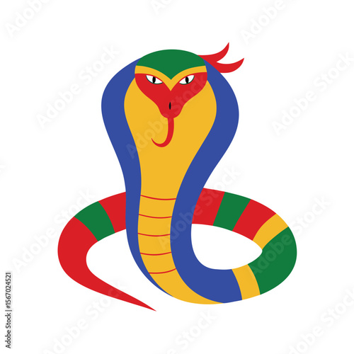 King Kobra Snake Vector Design in Color on White