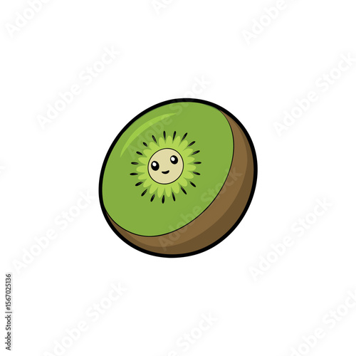 Fresh Kiwi Fruit Colorful Vector with White Background
