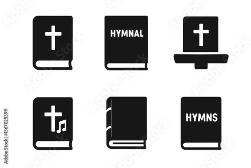Collection of religious text and hymnal book icons vector icon isolated illustration