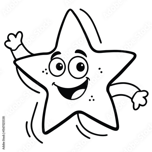 Cartoon star character design featuring a smiling friendly star with bright colors suitable for children s illustrations educational materials or playful graphic designs The star