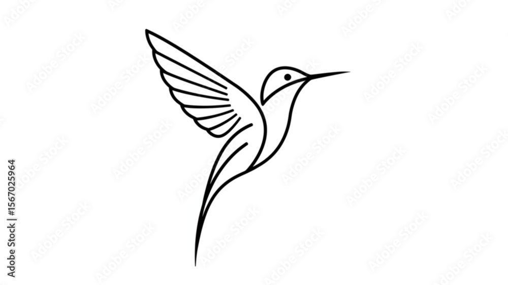 Fototapeta premium Graceful hummingbird design soars with simple elegance, ideal for creative projects, logos, and nature-themed artwork, bringing a touch of avian beauty.