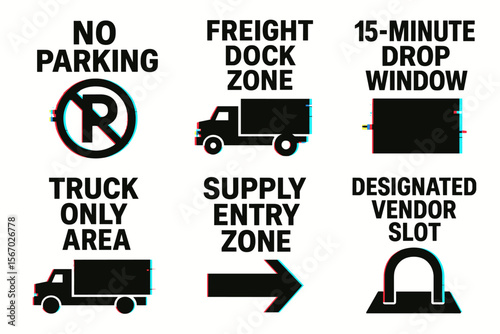 No parking signs for freight and vendor zones vector icon isolated illustration