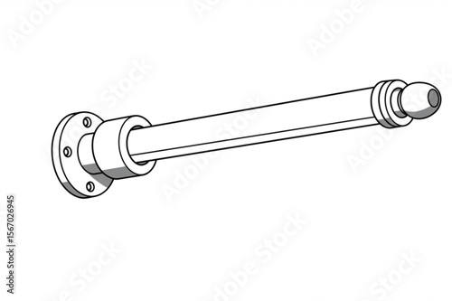A schematic drawing presents a simple towel bar, a design element ideal for bathroom fixtures or home decor projects and scalable graphic uses.