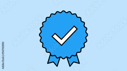A crisp blue check mark insignia represents validation and verification, perfect for digital authentication and confirmation in various graphic contexts.