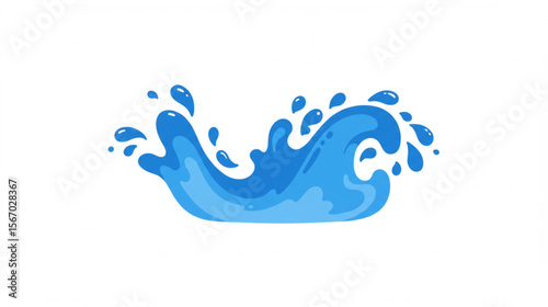 A playful blue wave graphic, perfect for designs needing a splash of water, freshness, or fluid movement with its whimsical drops.