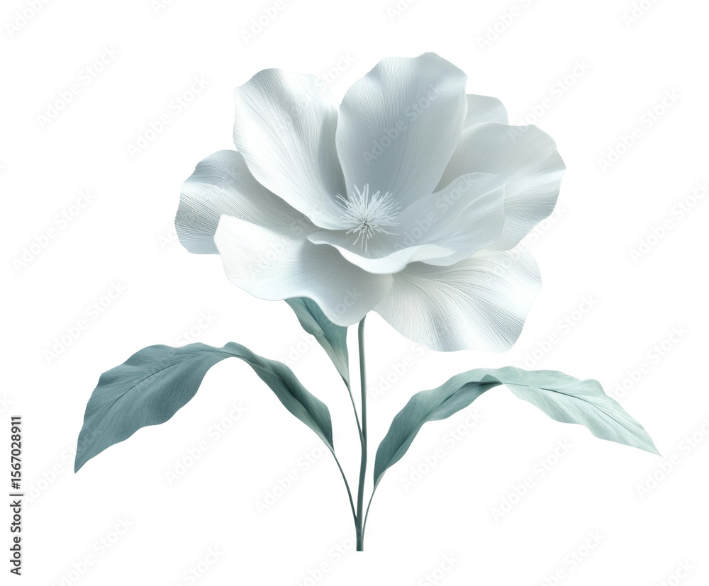 Fototapeta premium Delicate white flower nature digital simple elegance isolated on transparent background