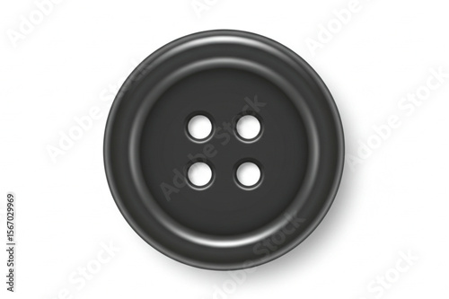Classic black sewing button graphic with four holes perfect for craft projects, fashion designs, or creative visual projects.