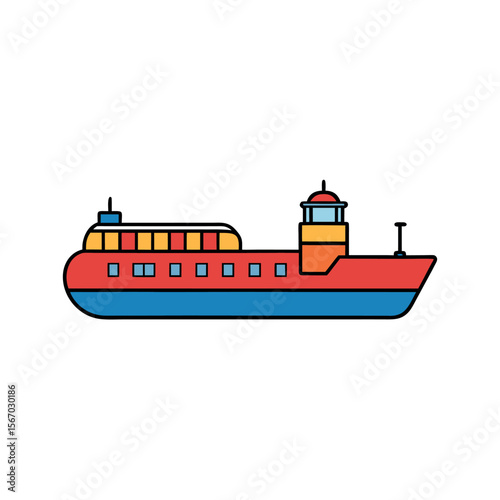 Massive Oil Tanker Color Vector Design
