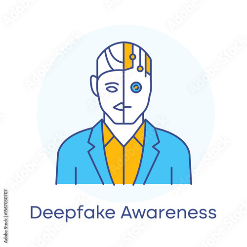 Deepfake Awareness Misinformation AI Detection Security Ethics Icon with editable stroke