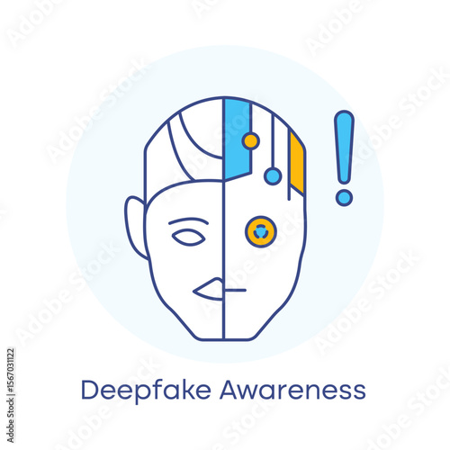 Deepfake Awareness Misinformation AI Detection Security Ethics Icon with editable stroke