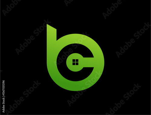 Abstract logo design green bc with house
