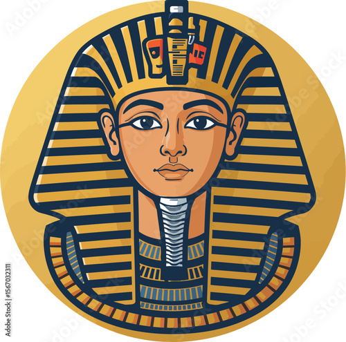 Ancient egyptian pharaoh mascot logo icon for travel series vector illustration