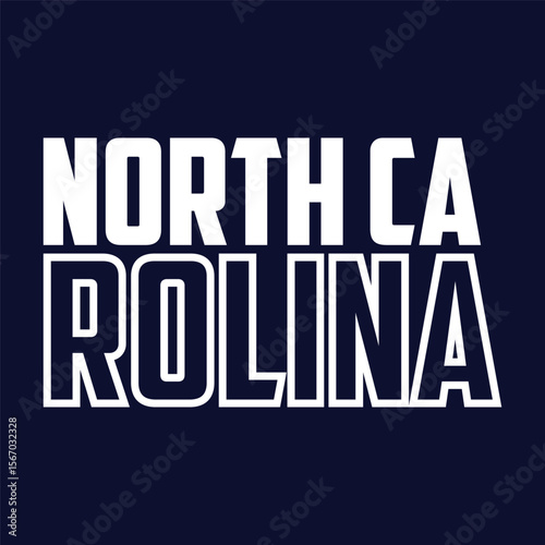 North Carolina. Hand drawn USA state name silhouette on white background. Modern typography for t shirt prints, posters, stickers, cards, souvenirs. Vector vintage illustration.