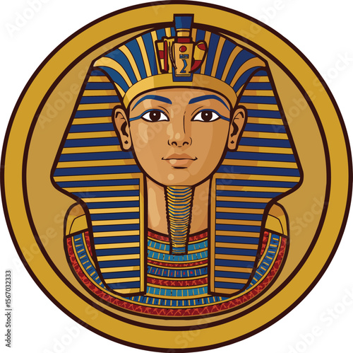 Vintage vector illustration of an Egyptian pharaoh and queen with a god stamp design, perfect as a retro label or coin icon
