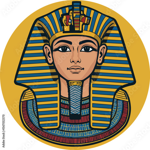 Ancient egyptian pharaoh mascot logo icon vector illustration for travel series