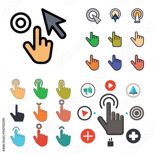 Vector Hand Cursor Icons Set – Click, Point, Tap & Gesture Symbols
