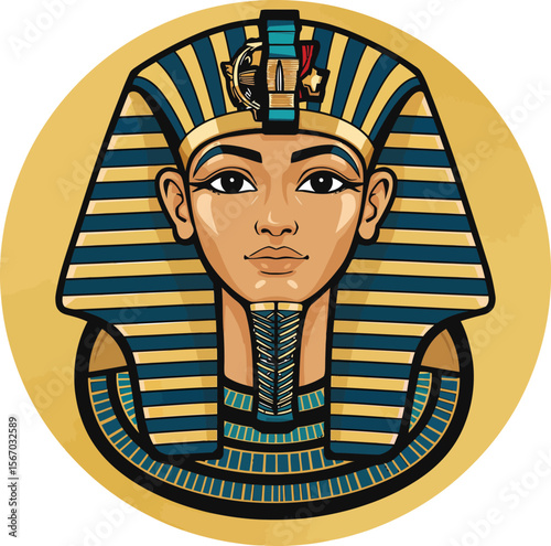Ancient egyptian pharaoh mascot logo icon vector illustration for travel series