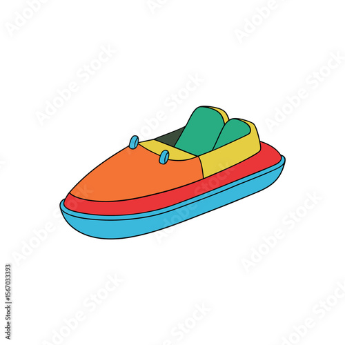 White Background Pedal Boat Colorful Vector Design
