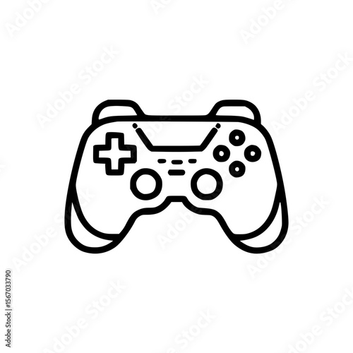 Video game controller icon illustration on a minimal white background copy space