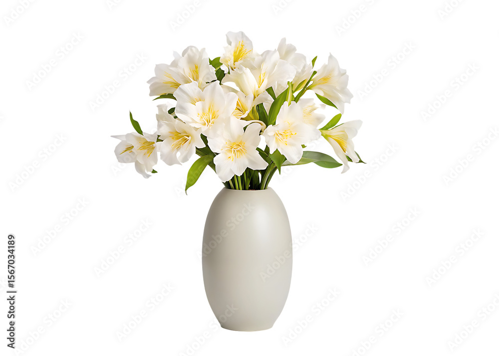 custom made wallpaper toronto digital vase with beautiful white flowers isolated on white background PNG , AI GENERATED