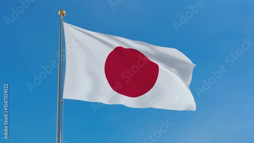 Japan flag isolated on blue sky background for national pride and cultural design elements