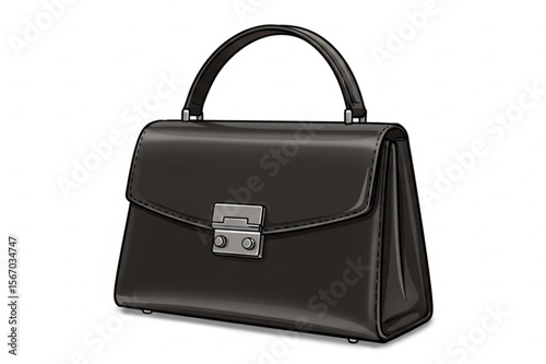 Elegant black handbag graphic is perfect for fashion design projects and stylish apparel branding materials, offering a sophisticated aesthetic.