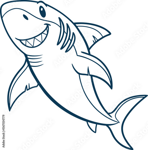 Happy Cartoon Shark Illustration Vector EPS Clipart