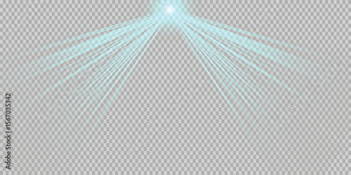 Glowing blue neon lines on transparent background. Futuristic light effect, electric energy wave, abstract glowing design. Ideal for tech, sci-fi, and digital backgrounds