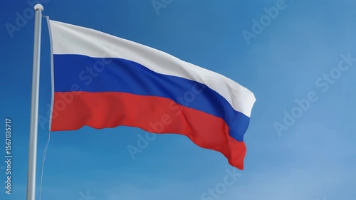 Russian flag waving in the sky on isolated background for national identity, patriotism, and cultural design elements