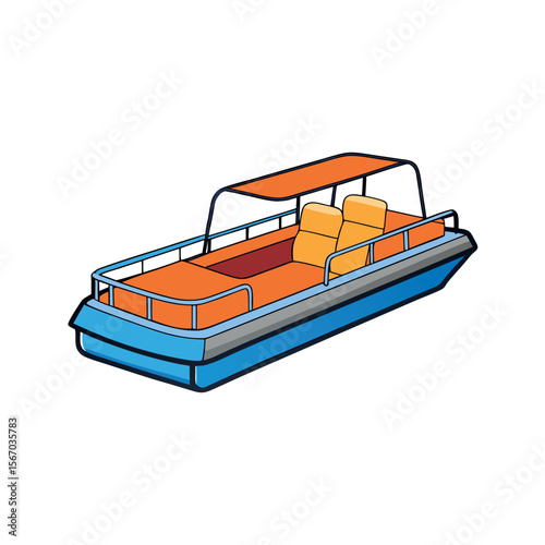 Color Pontoon Watercraft Vector Design on White Backdrop