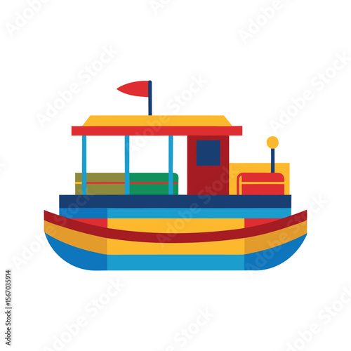 Pontoon Color Vector Illustration with White Background