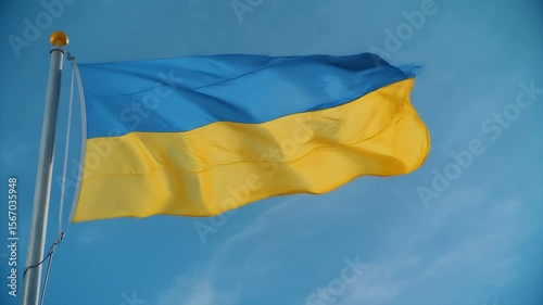 Ukrainian flag waving in the sky on isolated background for national pride, independence, and patriotic design visuals