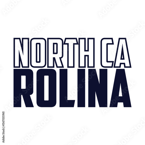 North Carolina. Hand drawn USA state name silhouette on white background. Modern typography for t shirt prints, posters, stickers, cards, souvenirs. Vector vintage illustration.