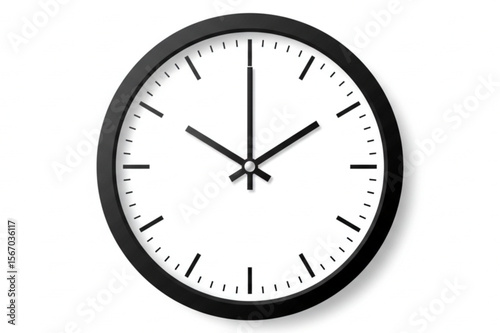 A sleek and modern clock face design features a minimalist style, ideal for time management visuals, appointments, and branding projects.
