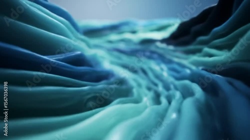 Abstract blue liquid waves flow creating a calming and mesmerizing motion