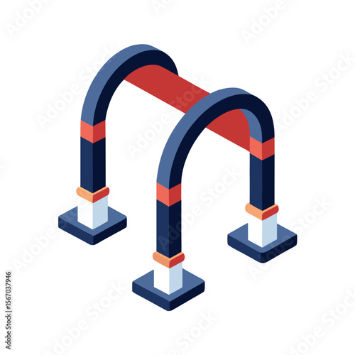 Push Up Bars Full Color Workout Vector on White Background