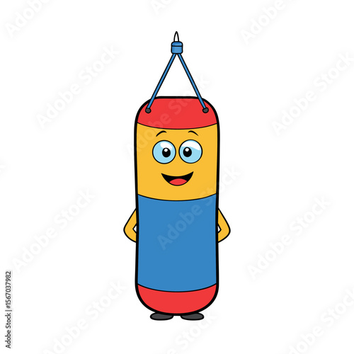 Color Punching Bag Training Vector Art on White Backdrop