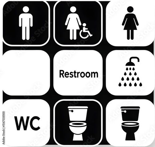 Wallpaper Mural toilet symbols set, sign, print,  Torontodigital.ca