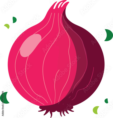 Fresh red onion isolated on white background simple illustration