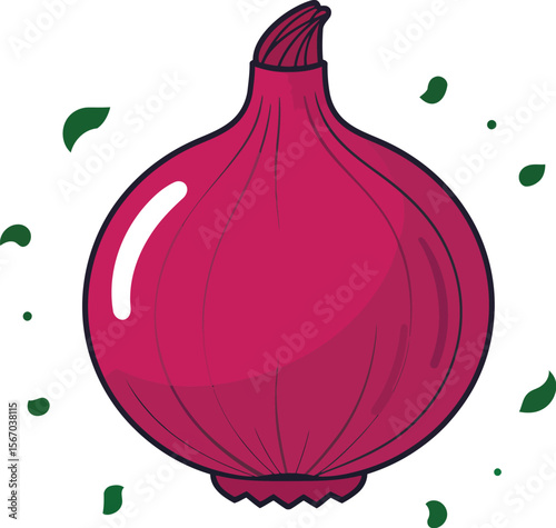 Fresh red onion isolated on white background vegetable illustration