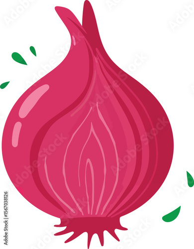 Fresh red onion isolated on white background vegetable cooking ingredient