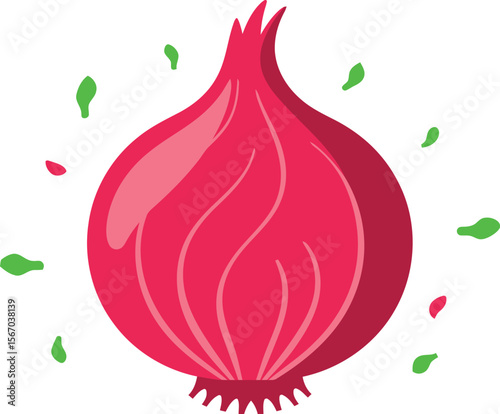 Fresh red onion isolated on white background vector illustration
